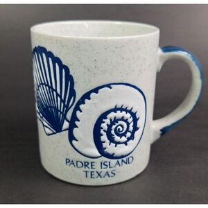 Otagiri Seashell Coffee Mug Stoneware Padre Island Texas Souvenir Blue Speckled